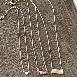 Gold-Tone Layered Necklace Set with Pink Accent Beads
